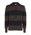 Moncler Men's Cotton Striped Knit Hoodie In Beige
