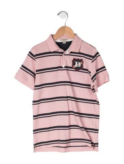 Pre-owned Moncler Kids' Cotton Striped Polo Shirt In Pink