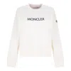Moncler Crewneck Cotton Sweatshirt With Embroidered Logo And Multicolor Patch In White