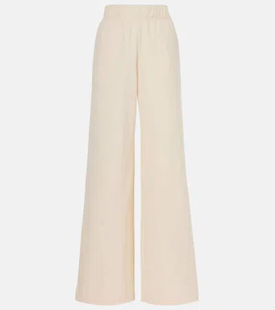 Moncler Wide Leg Cotton Track Pants In White