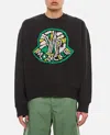 Moncler Logo-embroidered Cotton Sweatshirt In Black