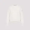 Moncler Crew Neck Sweatshirt Long Sleeves Ribbed Trims In White