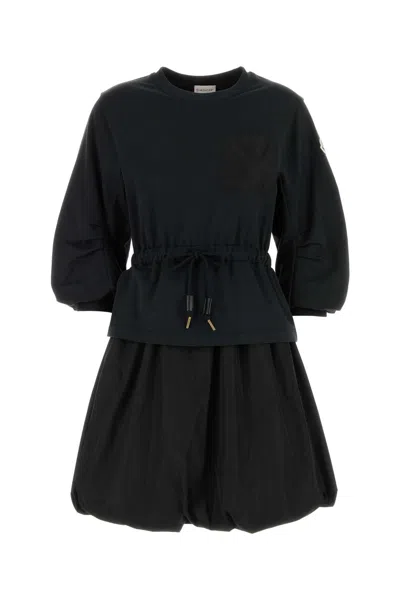 Moncler Cotton Sweatshirt Dress In Black