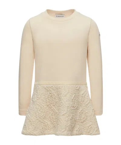 Moncler Cotton Sweatshirt Dress In Neutral