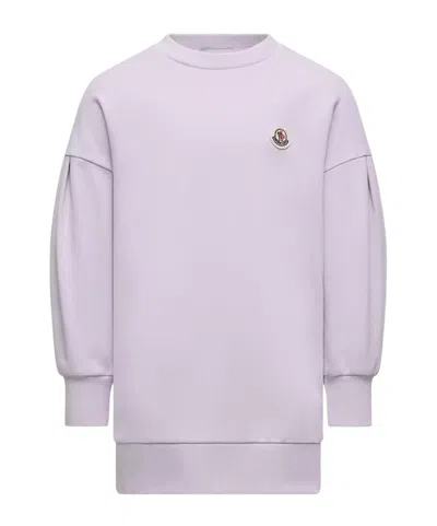 Moncler Cotton Sweatshirt Dress In Purple
