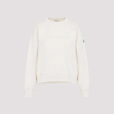 Moncler Crew Neck Sweatshirt Long Sleeves Ribbed Trims In Multi