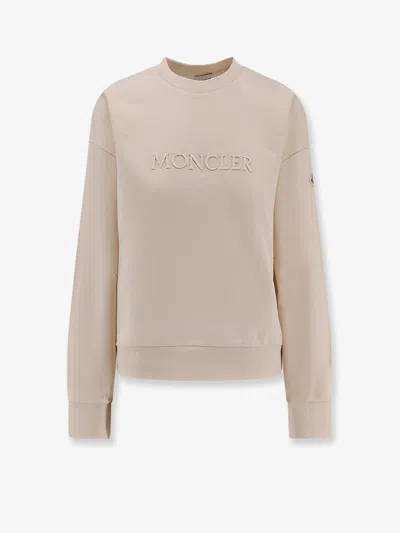 Moncler Cotton Sweatshirt In Brown