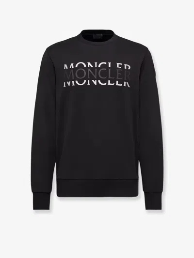 Moncler Cotton Sweatshirt With Logo Print In Black
