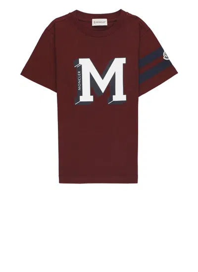 Moncler Kids' Cotton T-shirt In Burgundy