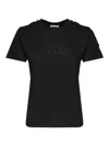 Moncler Biologic Cotton T-shirt With Embroidered Logo In Black