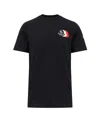 Moncler Blue T-shirt With Embroidered Tricolor Logo In Black