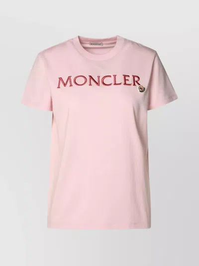 Moncler Cotton T-shirt Crew Neck In Pink