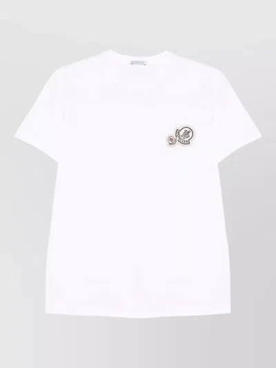 Moncler Cotton T Shirt Featuring Dual Logo Patch In Animal Print