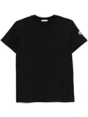 Moncler Cotton T-shirt In Black With Embroided Logo In Black