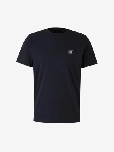 Moncler Cotton T-shirt Logo In Blue