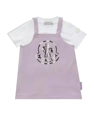 Moncler Cotton T-shirt Romper Set In Purple