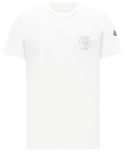 Moncler T-shirt In Cotone In White