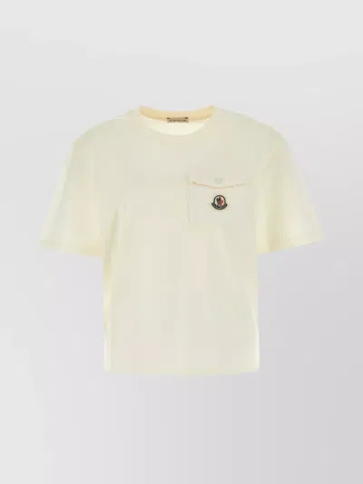 Moncler Cotton T-shirt With Chest Pocket And Crew Neck In Neutral