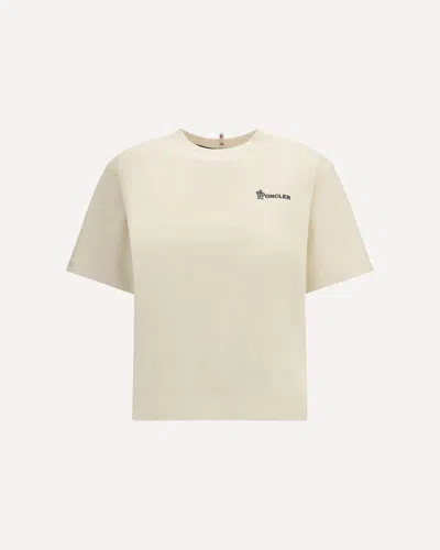 Moncler Cotton T-shirt With Embossed Logo In White