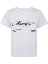 Moncler Cotton T Shirt With Embroidered Cursive Logo In White