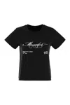 Moncler Women Cotton T-shirt With Embroidered Cursive Logo In Black