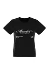 Moncler Women Cotton T-shirt With Embroidered Cursive Logo In Black