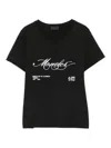 Moncler Cotton T-shirt With Embroidered Cursive Logo In Black