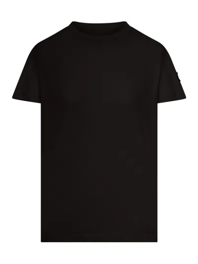 Moncler Cotton T-shirt With Embroidered Logo In Black