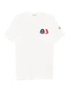 Moncler Cotton T-shirt With Ribbed Crew Neck And Signature Logo Patches In White