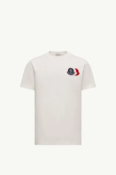 MONCLER MONCLER COTTON T-SHIRT WITH EMBROIDERED TRICOLOUR LOGO