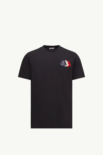 MONCLER MONCLER COTTON T-SHIRT WITH EMBROIDERED TRICOLOUR LOGO