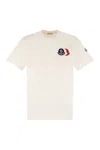 Moncler Cotton T-shirt With Ribbed Crew Neck And Signature Logo Patches In White