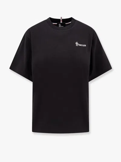Moncler Cotton T-shirt With Frontal Logo In Black
