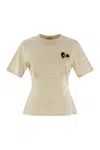 Moncler Cotton T-shirt With Handmade Beads In Beige