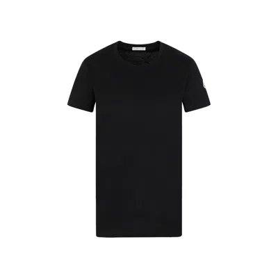 Moncler Cotton T-shirt With Iconic Logo Patch In Black