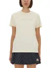 Moncler Crystal Logo Cotton T-shirt In Neutral