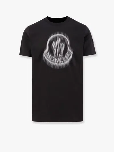 Moncler Cotton T-shirt With Logo On The Front In Black