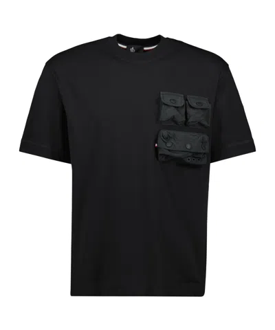 Moncler Grenoble Pocket Cotton T Shirt In Black