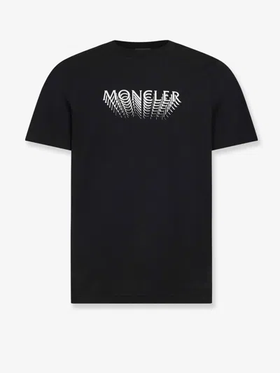 Moncler Cotton T-shirt With Printed Logo On The Front In Black