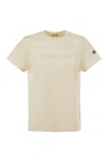 Moncler Cotton T-shirt With Tone-on-tone Embroidered Logo In Neutral
