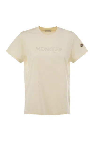 MONCLER MONCLER COTTON T-SHIRT WITH TONE-ON-TONE EMBROIDERED LOGO