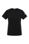 Moncler Women Cotton T-shirt With Tone-on-tone Embroidered Logo In Black