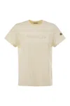 Moncler Cotton T-shirt With Tone-on-tone Embroidered Logo In Neutral