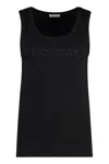 Moncler Logo-embroidered Stretch-cotton Tank In Black