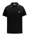 Moncler Cotton Tipped Polo In Black