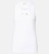 Moncler Beaded Embroidery Cotton Blend Tank Top In White