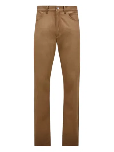 Moncler Cotton Blend Trousers In Brown