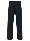 Moncler Cotton Trousers With Belt Loops And Pockets In Blue