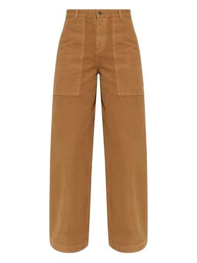 Moncler Cotton Trousers In Brown