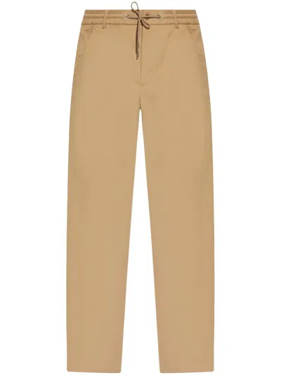 Moncler Cotton Trousers In Neutral